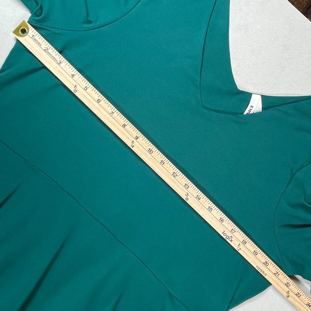 Pact Fit and Flare Dress Women XXL Teal Green Organic Cotton 3/4 Sleeve V-Neck - Picture 6 of 8
